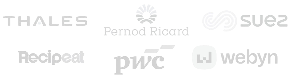 Thales, PwC, Webyn, Pernod Ricard, Suez, Recipeat