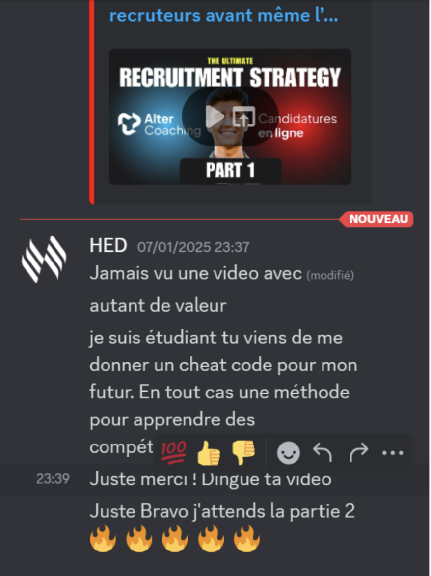 Message reçu — Discord